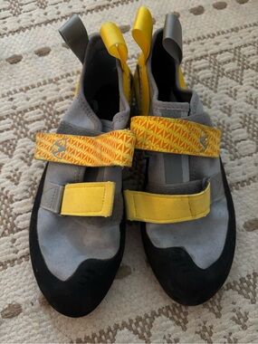 Yellow and Gray Climbing Shoes